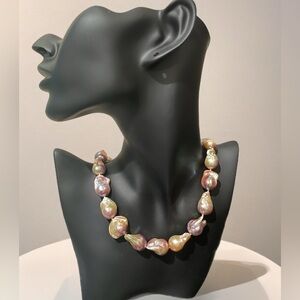 Irregular Genuine Natural Large Baroque FreshWater Pearl Choker Chunky 16”